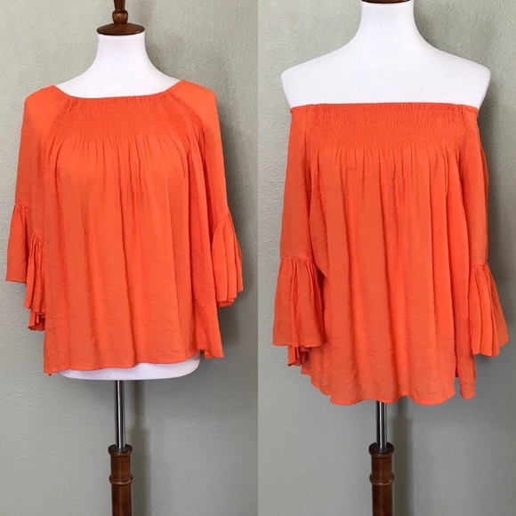 Chico's Tops - Chico's ruffle slub top orange